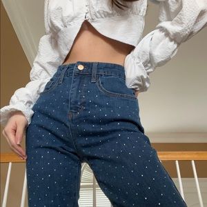 Wild Fable High Rise Rhinestone Bedazzled Jeans